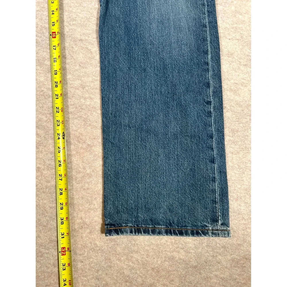 Levis 501 Original Fit Jeans Mens 36x32 Blue Denim Cotton High Rise Straight Leg